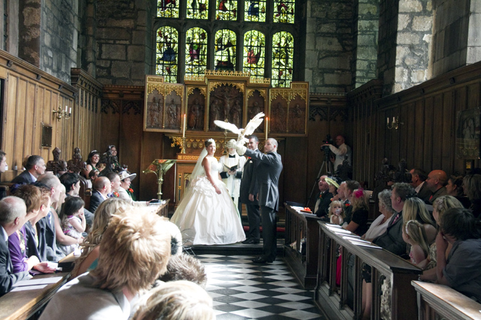A wedding ceremony in the Tunstall Chapel, constructed in the 16th century and the newer of the Castle's two chapels.